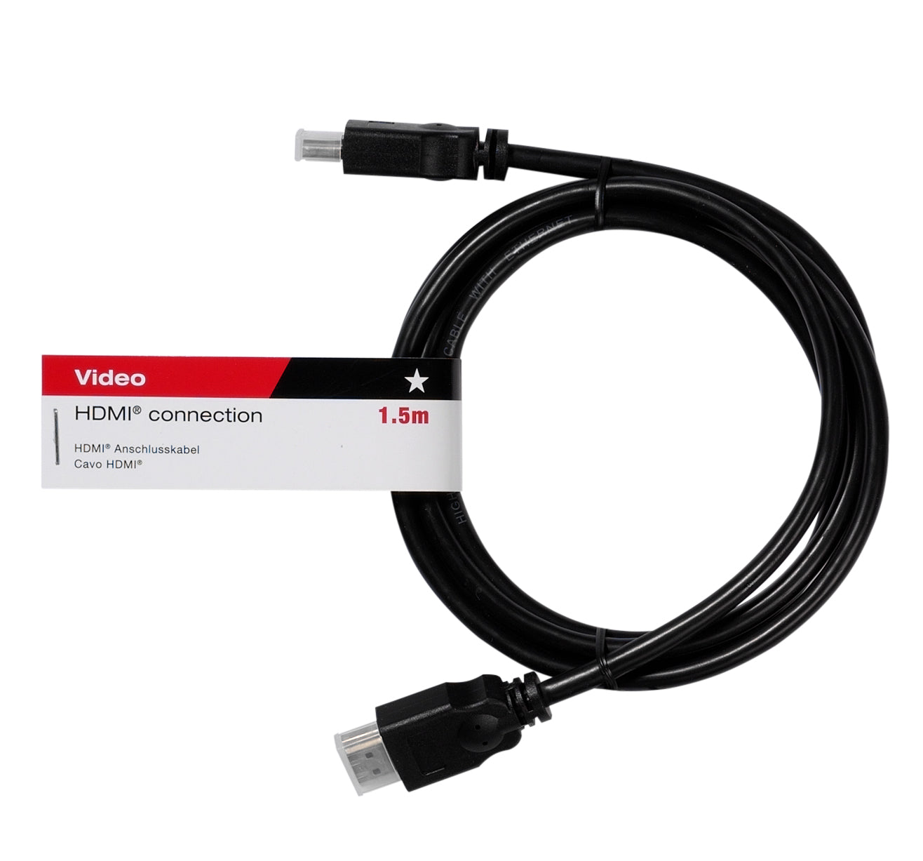 Standard HDMI Kabel, A-Stecker – A-Stecker, 1,50 m