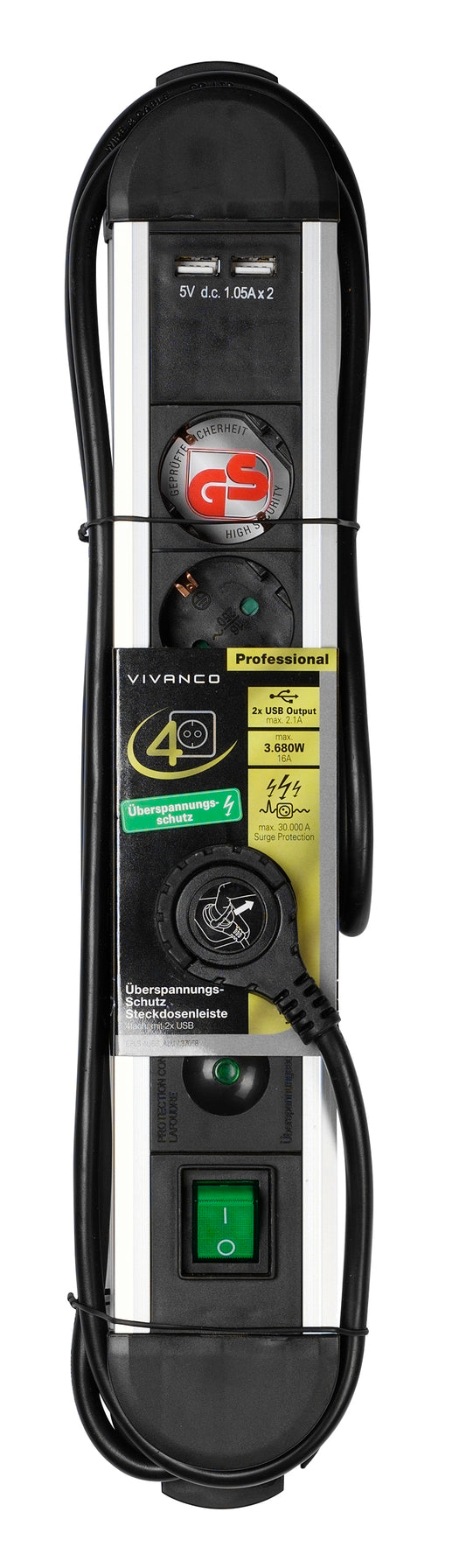 ALU Steckdosenleiste 4fach Professional, 1,6 m
