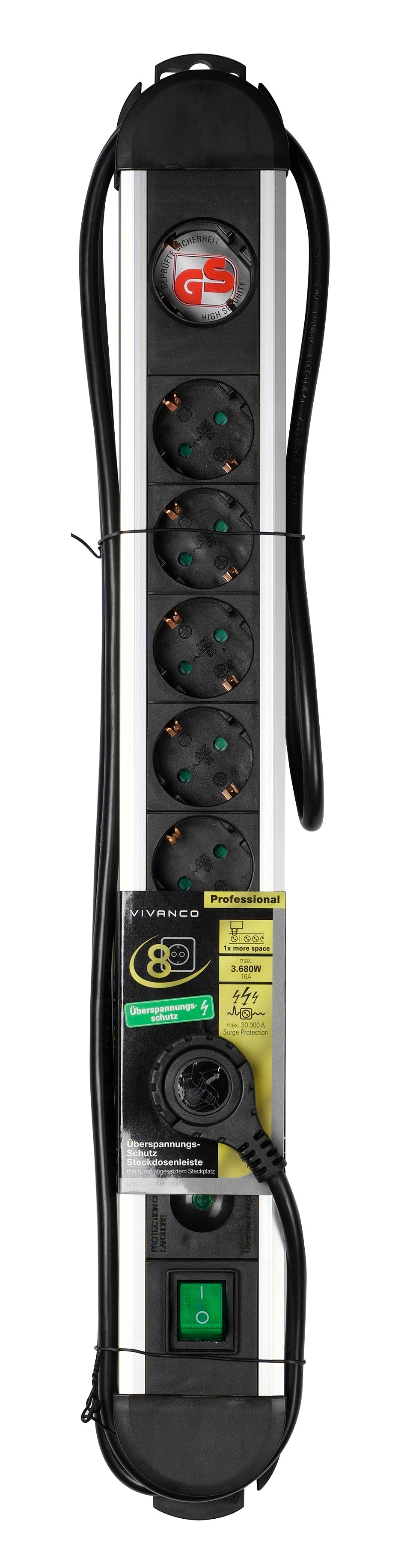 ALU Steckdosenleiste 8fach Professional, 2,0 m