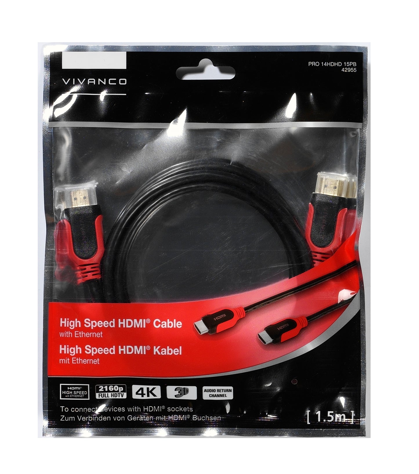 4K High Speed HDMI Kabel mit Ethernet, 1.5m,