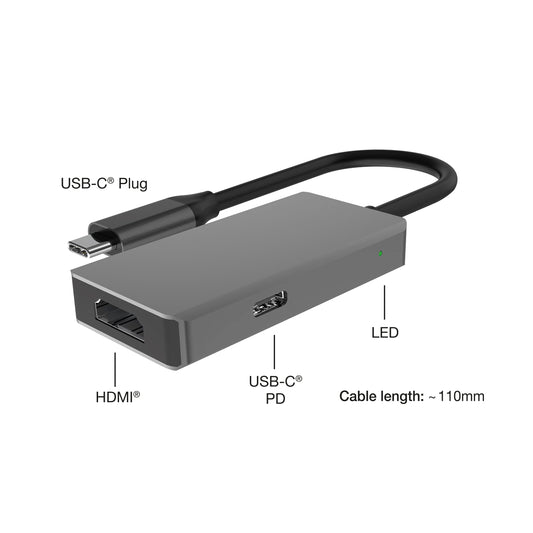 USB-C Multiport Hub 2in1, Alu Gehäuse, 4K 60Hz