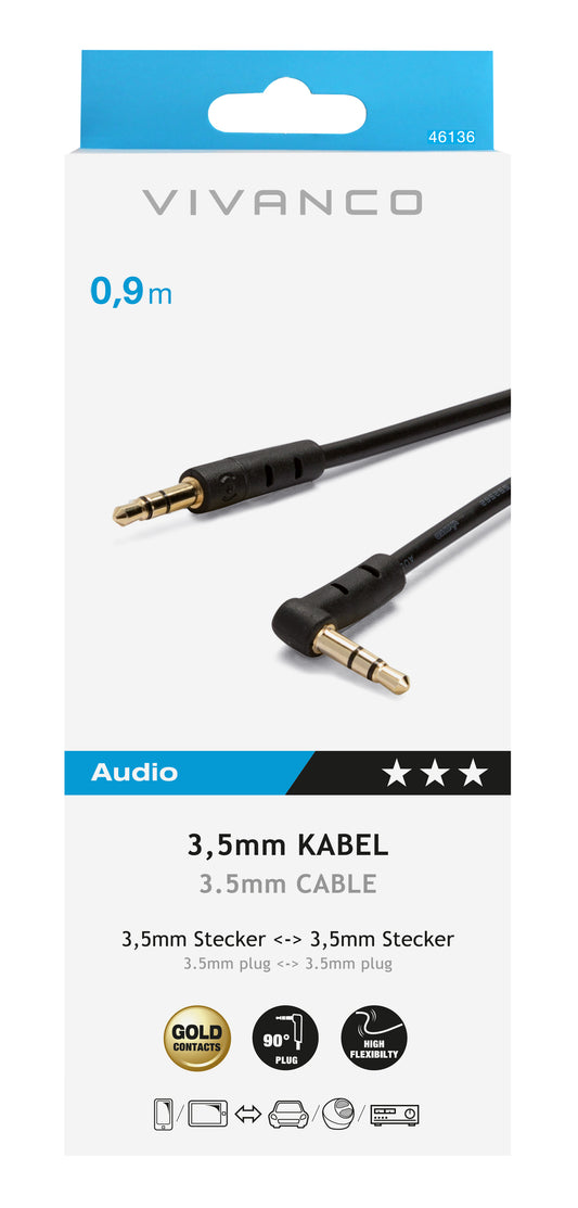 Audiokabel, vergoldet, 0,9 m