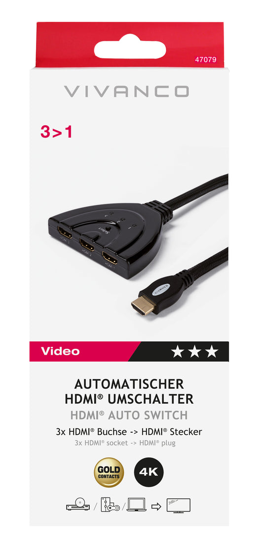 Automatischer HDMI Umschalter, 1080p 3>1