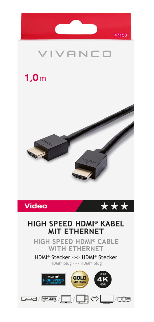 Videokabel, High Speed HDMI mit Ethernet, HDMI St.