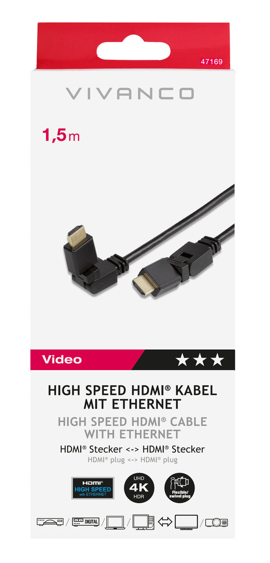High Speed HDMI Kabel mit Ethernet, 4K UHD