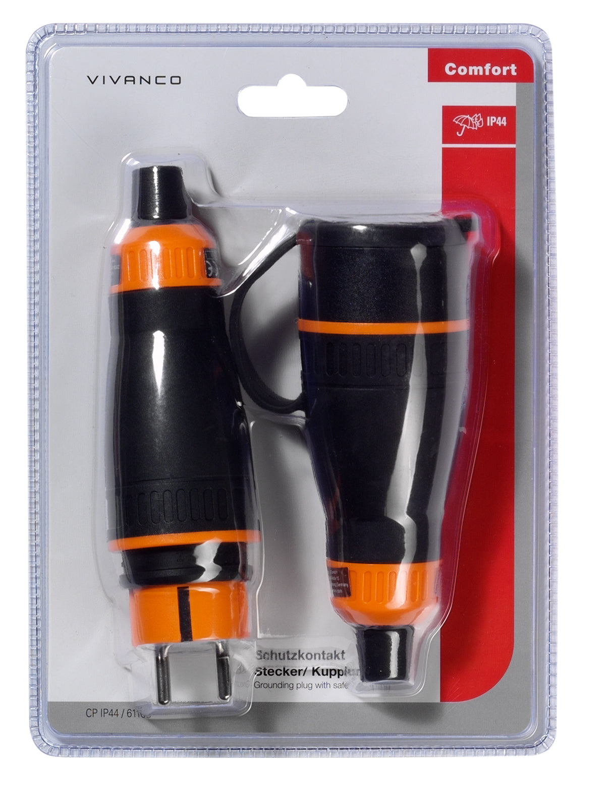 Schutzkontakt-Stecker und Kupplung, IP44