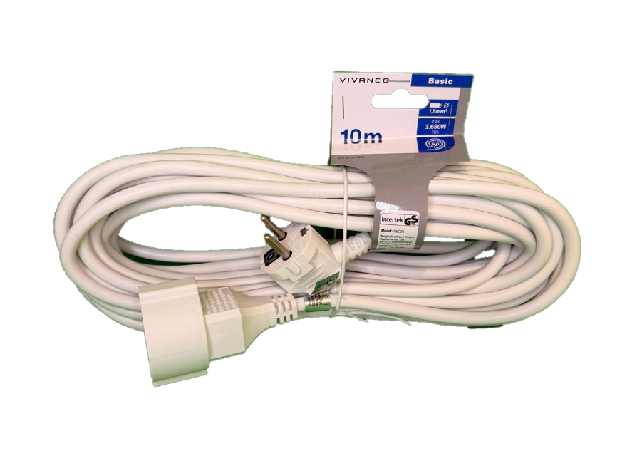Schuko-Verlängerung 1,5qmm, 10m, weiß