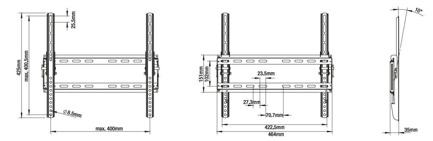Aktions-Wandhalterung , 23-55 Zoll , max. 45Kg