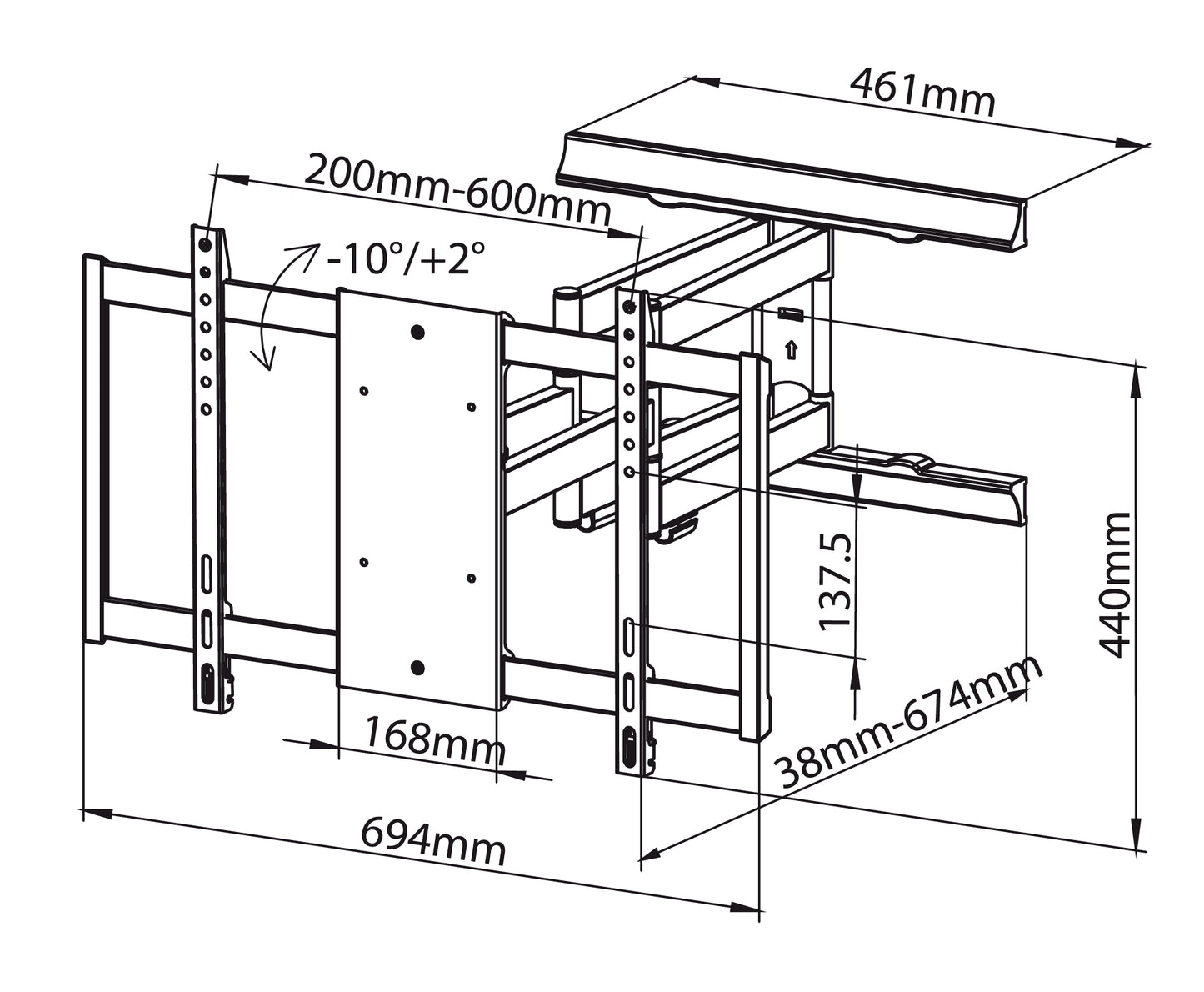 Ultra Slim XXL TV Wandhalter , neig-und schwenkbar