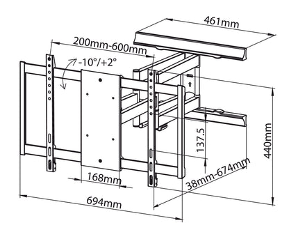 Ultra Slim XXL TV Wandhalter , neig-und schwenkbar