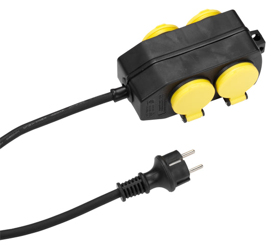 Outdoor 4fach Verteilersteckdose, IP44, schwarz