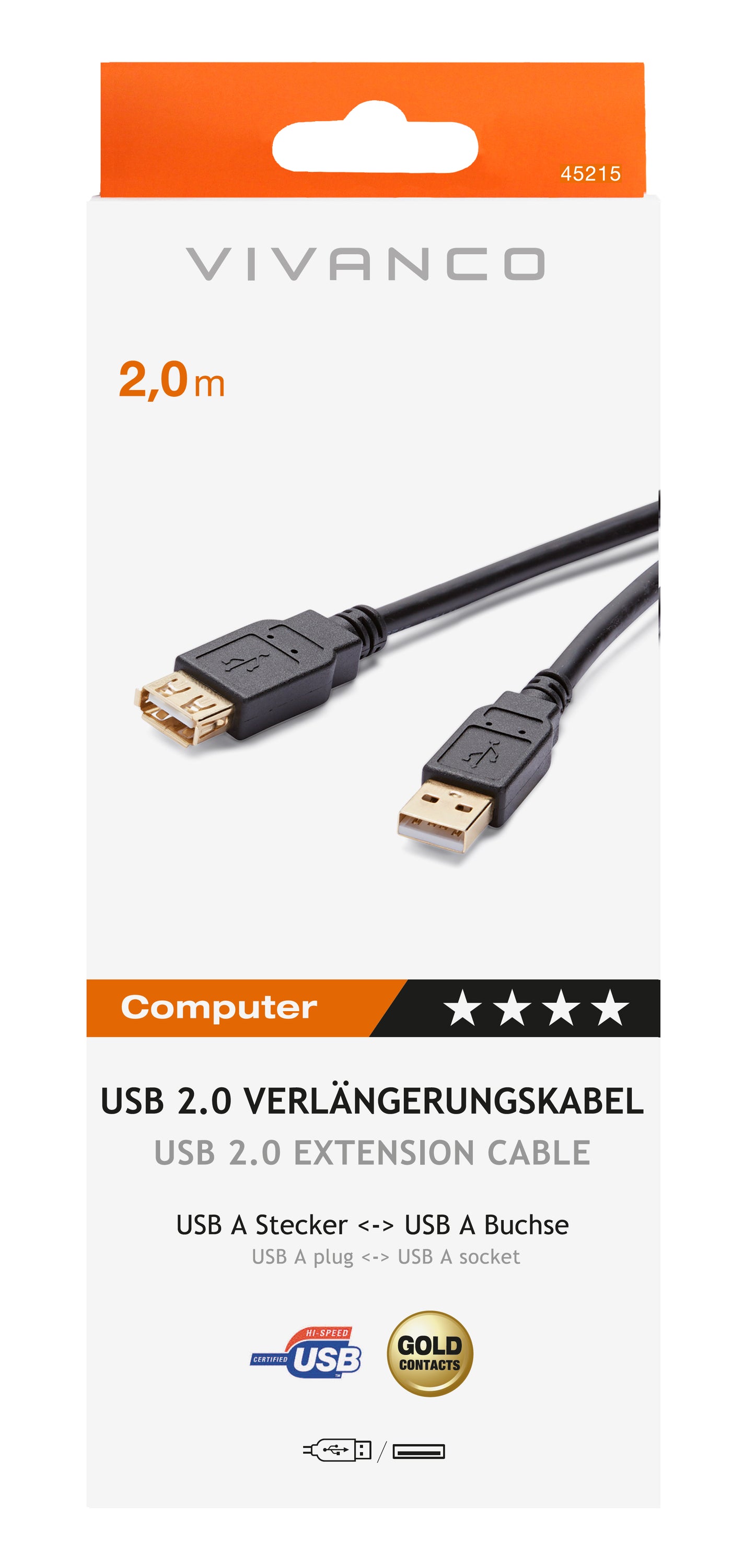 USB 2.0 Verlängerungskabel, AM-AF, 2m (ASIN: B002Y8Q208)