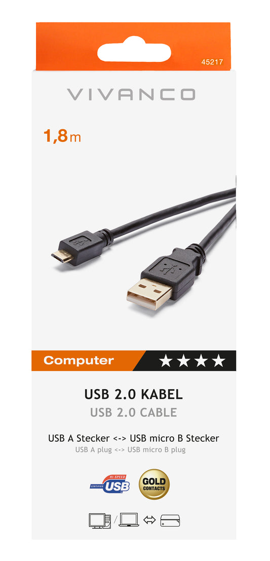 USB 2.0 zert. Kabel, St-A-St.micro B, 1,8m (ASIN: B002Y8Q21C)