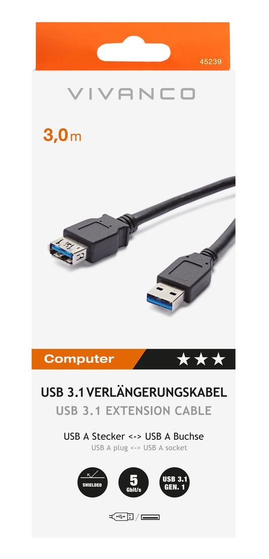 USB 3.1 Gen.1 Verlängerungskabel, A-Stecker –