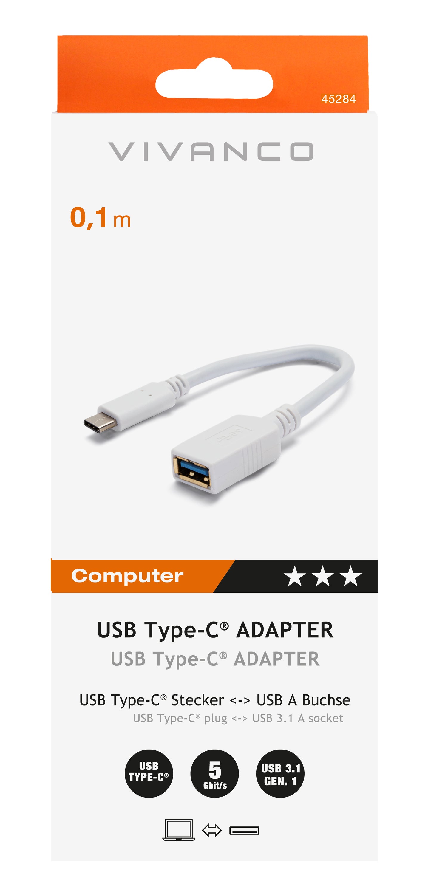 USB Typ-C Adapterkabel, USB-C-St. <>