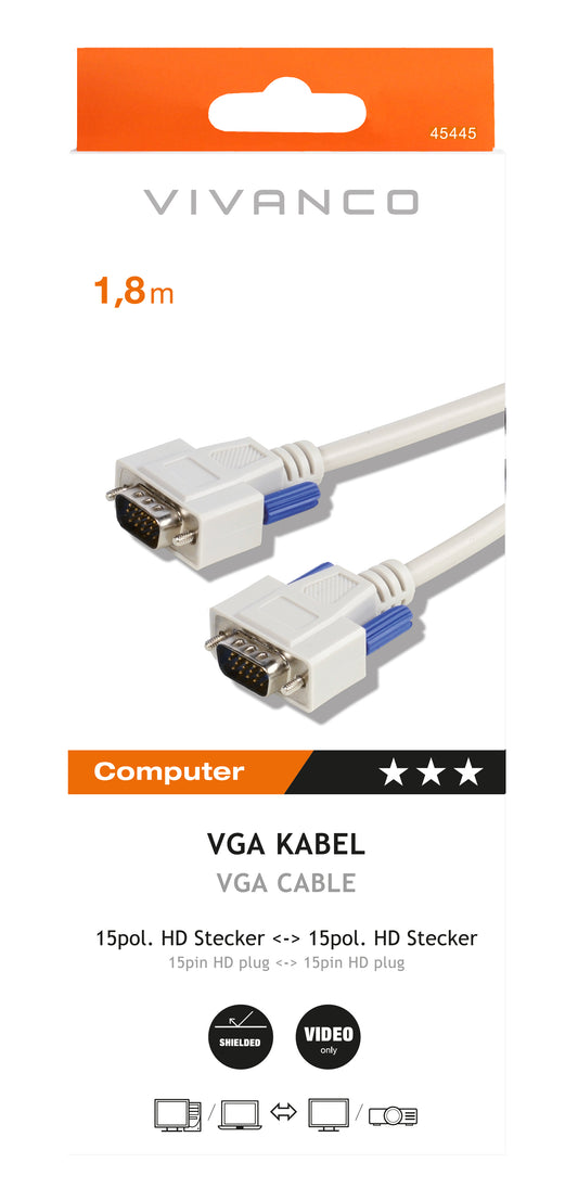 SVGA Kabel, HD 15pol. St. – HD 15pol. St., 1,8 m