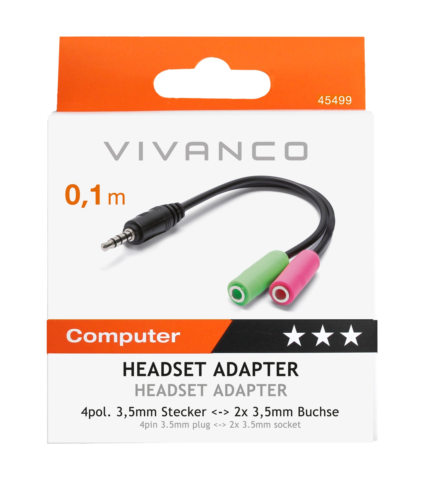 3,5 mm Headset Adapter, 0,1 m
