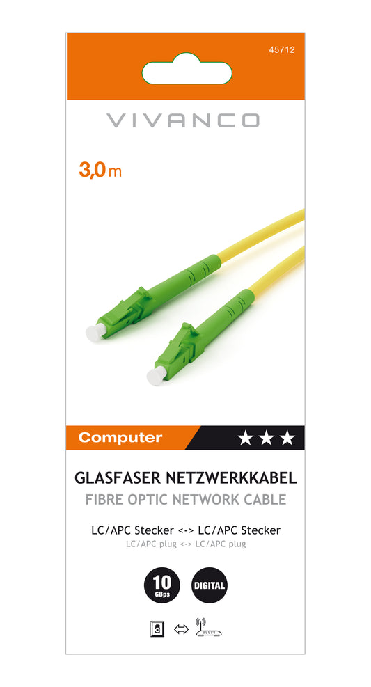 Glasfaser Netzwerkkabel, LC/APC Stecker ↔ LC/APC 3m