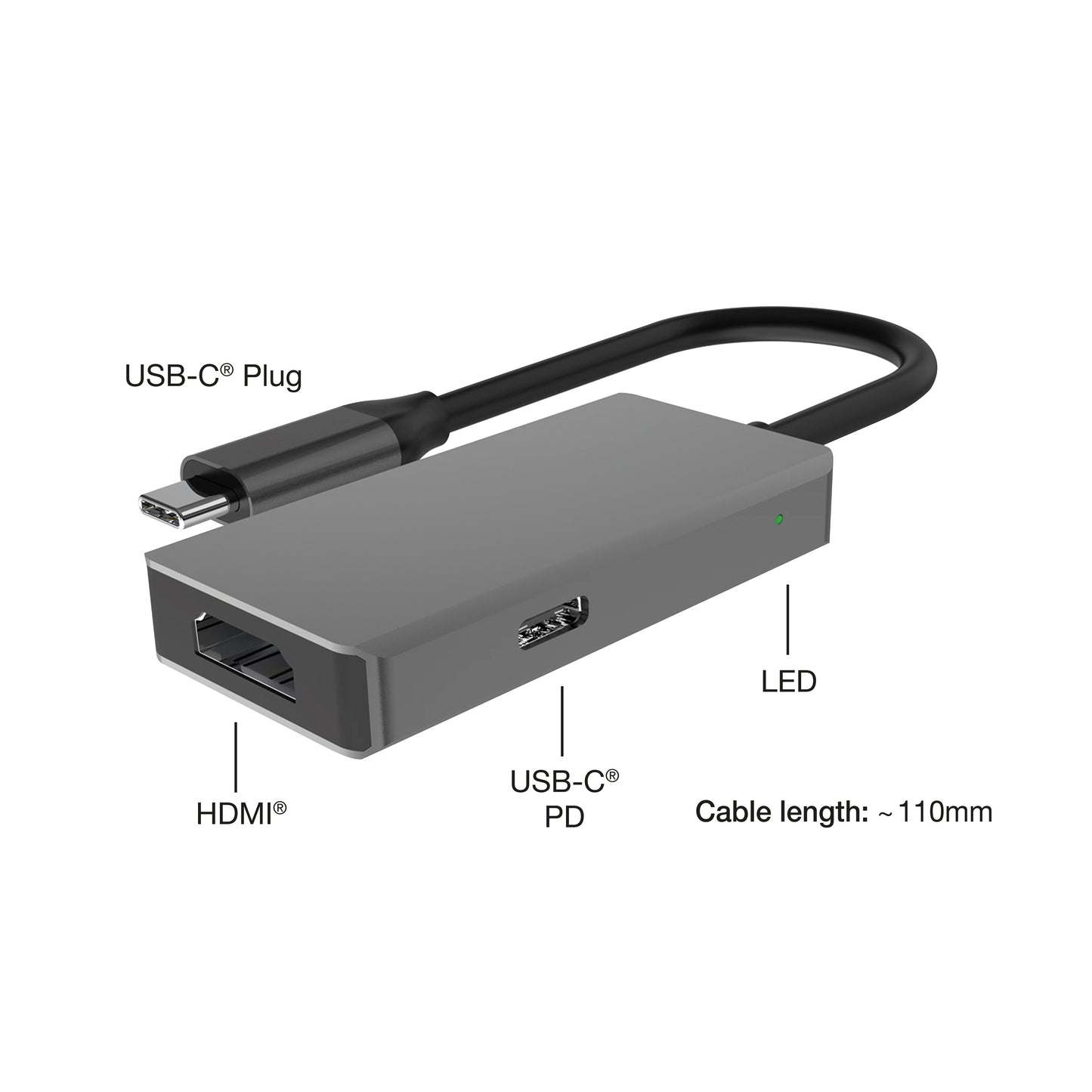 USB-C Multiport Hub 2in1, Alu Gehäuse, 4K 60Hz