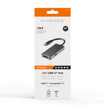 USB-C Multiport Hub 2in1, Alu Gehäuse, 4K 60Hz