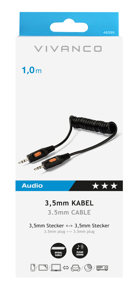 Audiokabel, Spiralkabel, 1 m