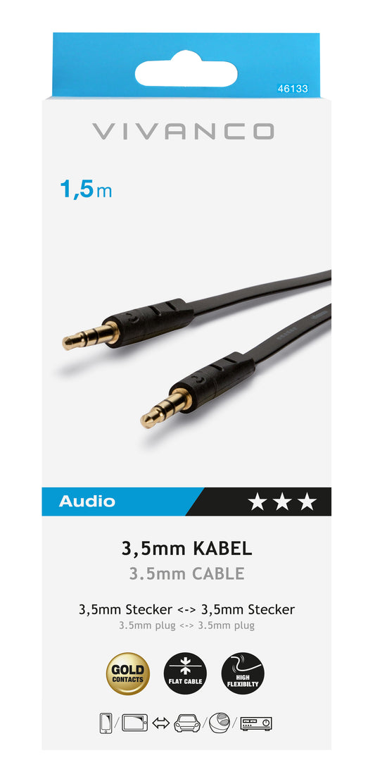 Audiokabel, flach, 1,5 m