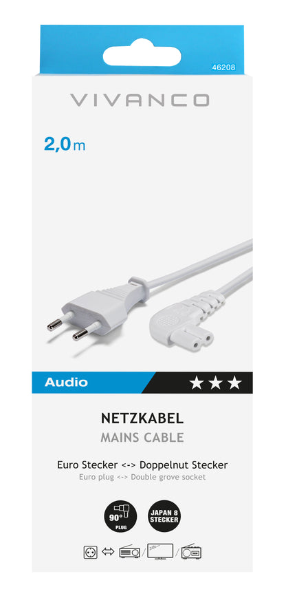 Audiokabel, weiß, 2,0 m