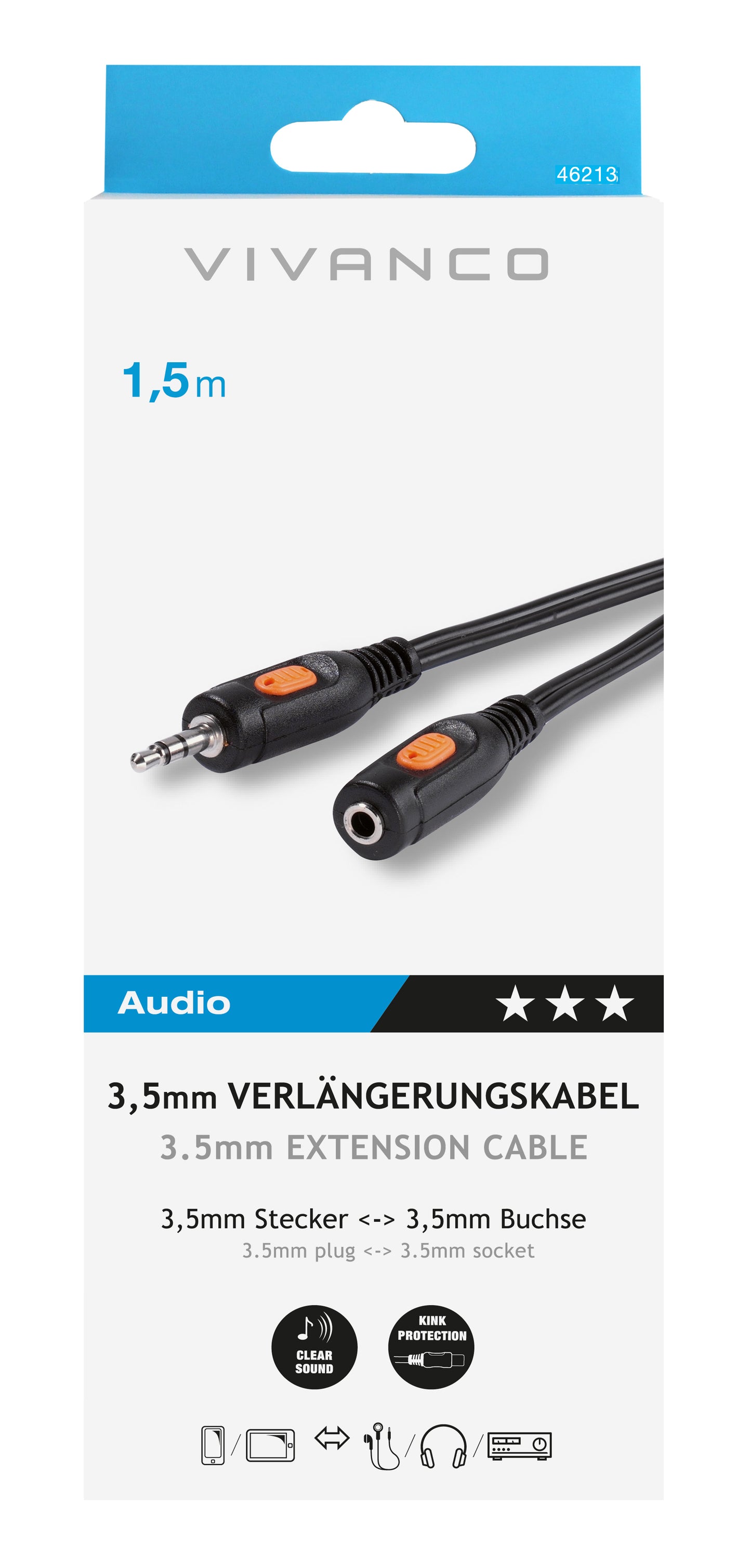 Audioverlängerung, 3,5 mm Stecker ↔ 3,5 mm