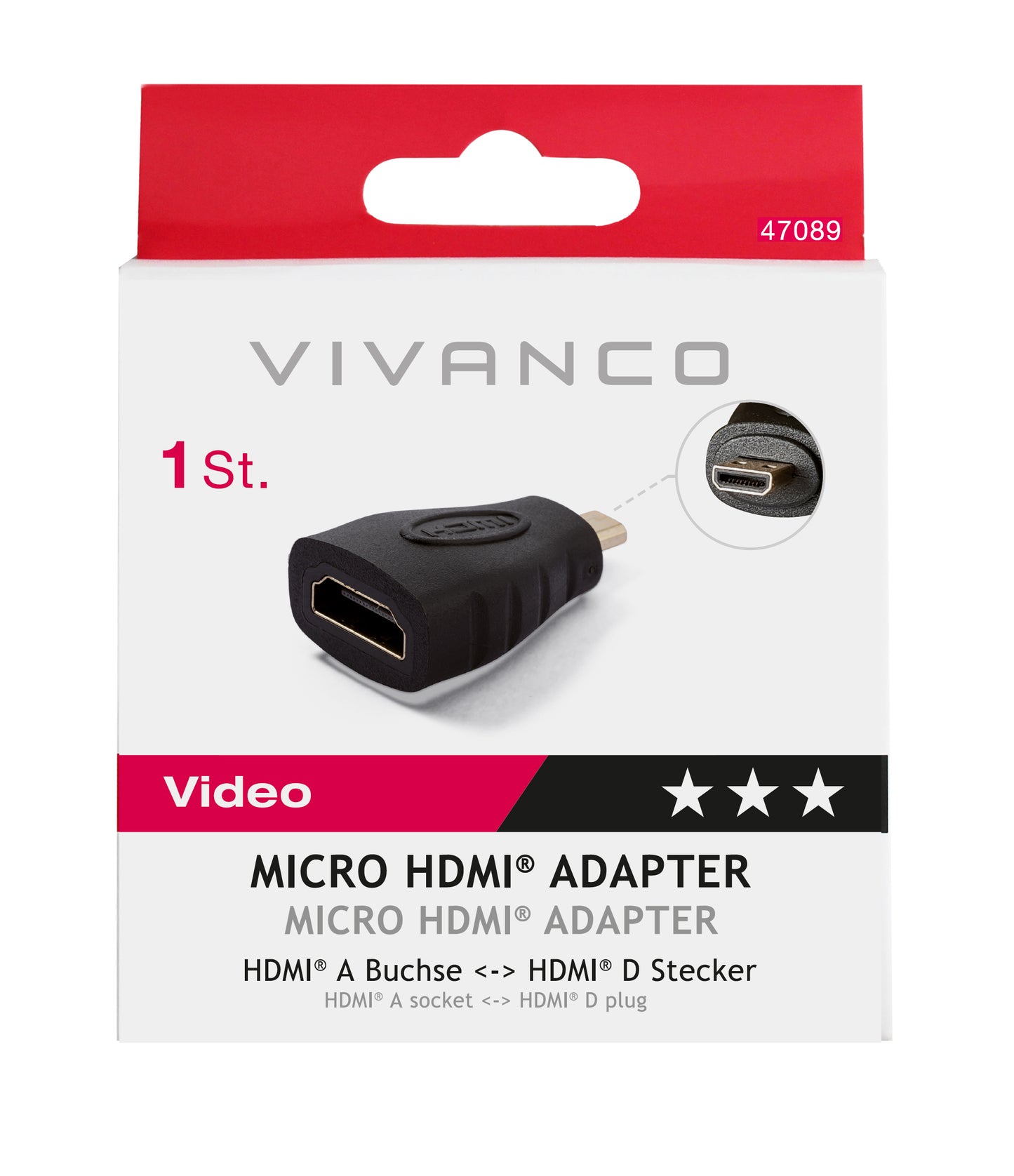 Videoadapter, HDMI Buchse ↔ HDMI Micro Stecker