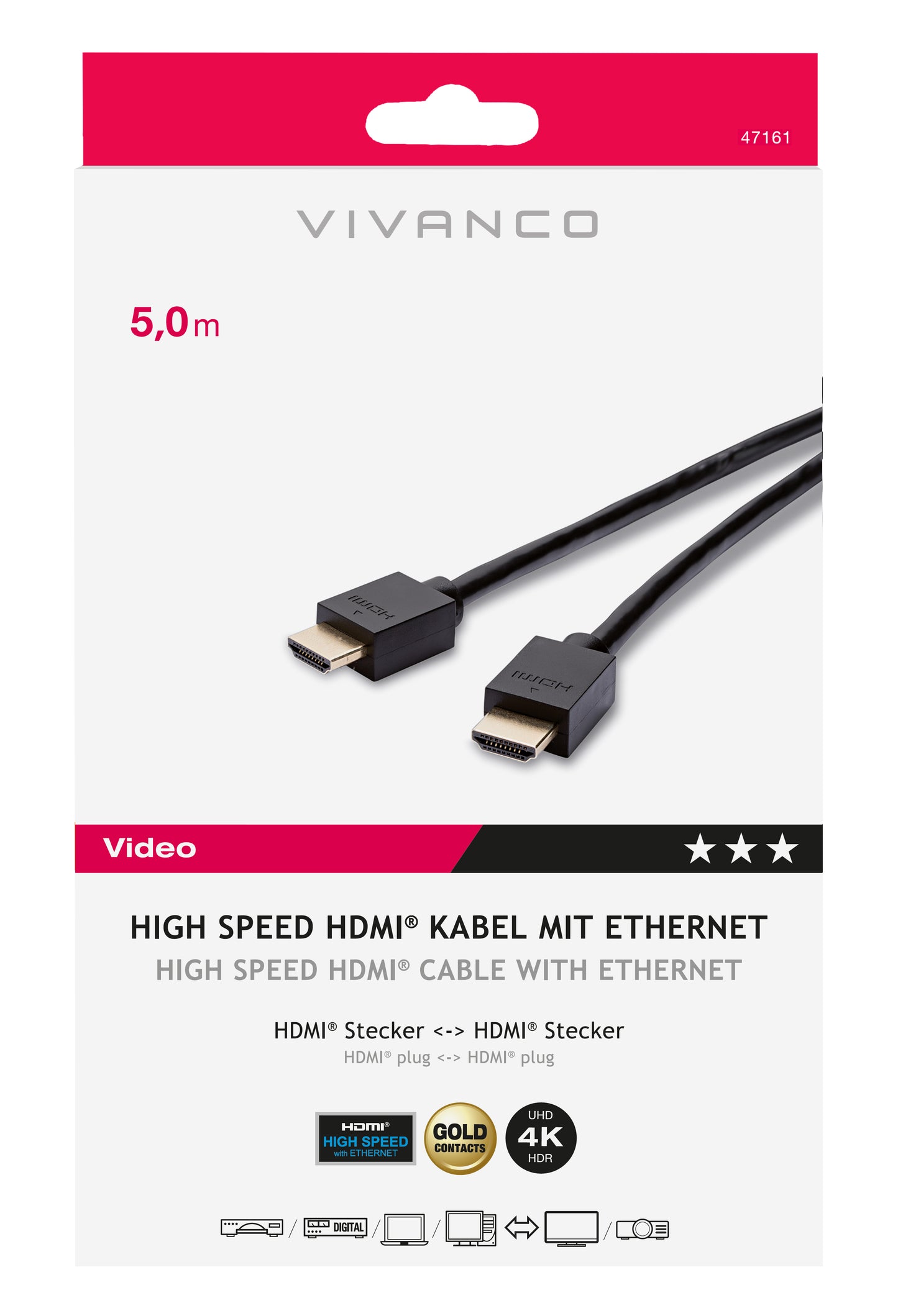 Videokabel, High Speed HDMI mit Ethernet, HDMI St.