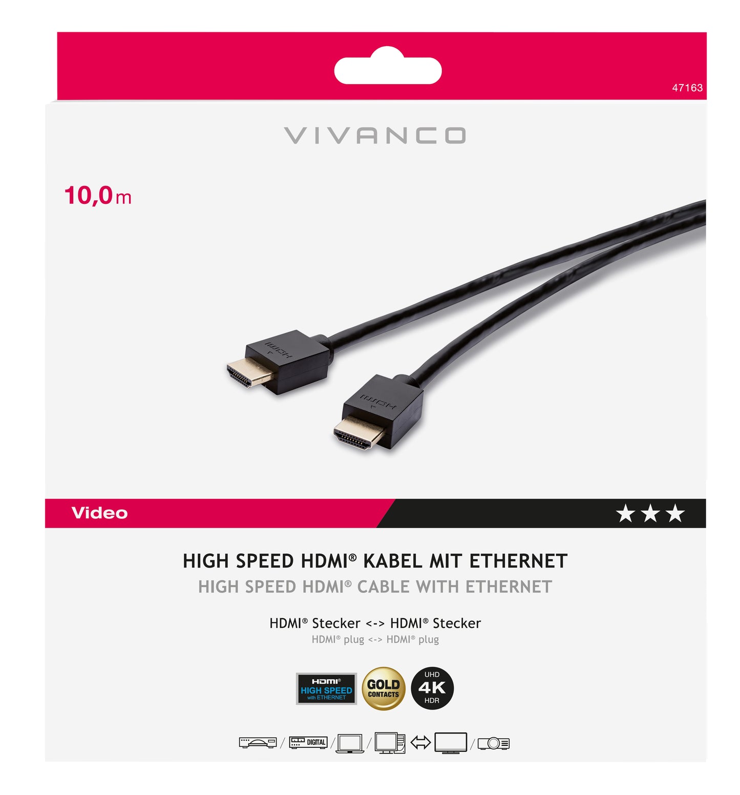 Videokabel, High Speed HDMI mit Ethernet, HDMI St.