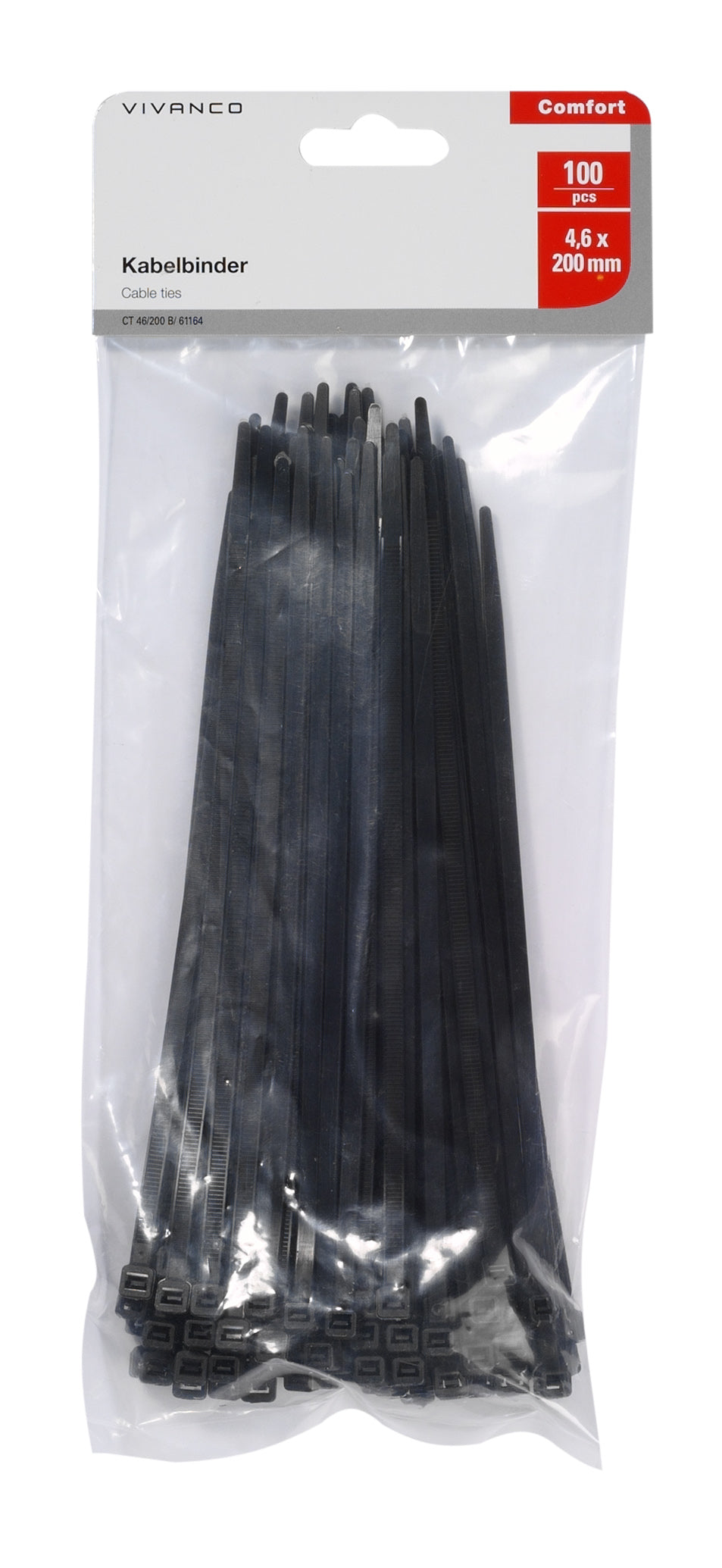 Kabelbinder 4,6/200mm, 100Stk, schwarz